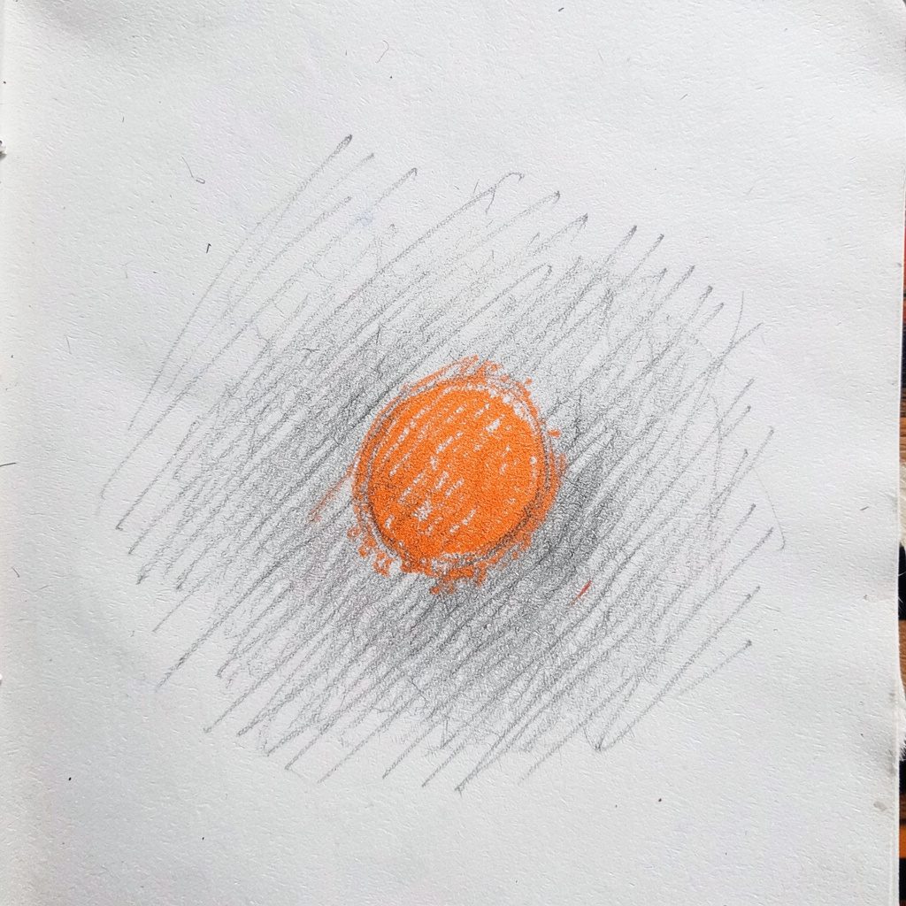 Graphite pencil still life of an old camera and scattered photographs in warm sepia tones, nostalgic and quiet